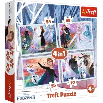 Puzzle Trefl 4 in 1, Disney Frozen II, Padurea magica, 35/48/54/70 piese Puzzle Trefl 4 in 1, Disney Frozen II, Padurea magica, 35/48/54/70 piese