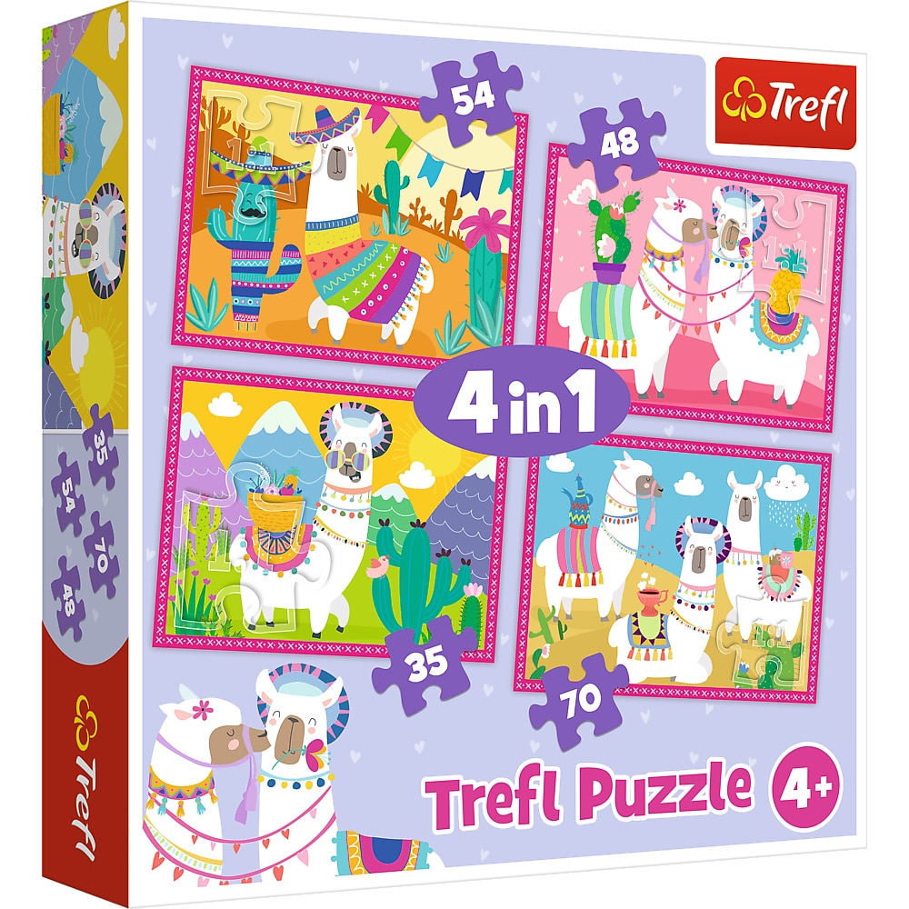 Puzzle Trefl 4 in 1, Lama in vacanta, 35/48/54/70 piese