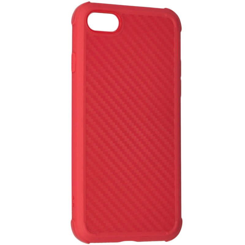 Husa de protectie Soho pentru iPhone X tip carbon, Rosu