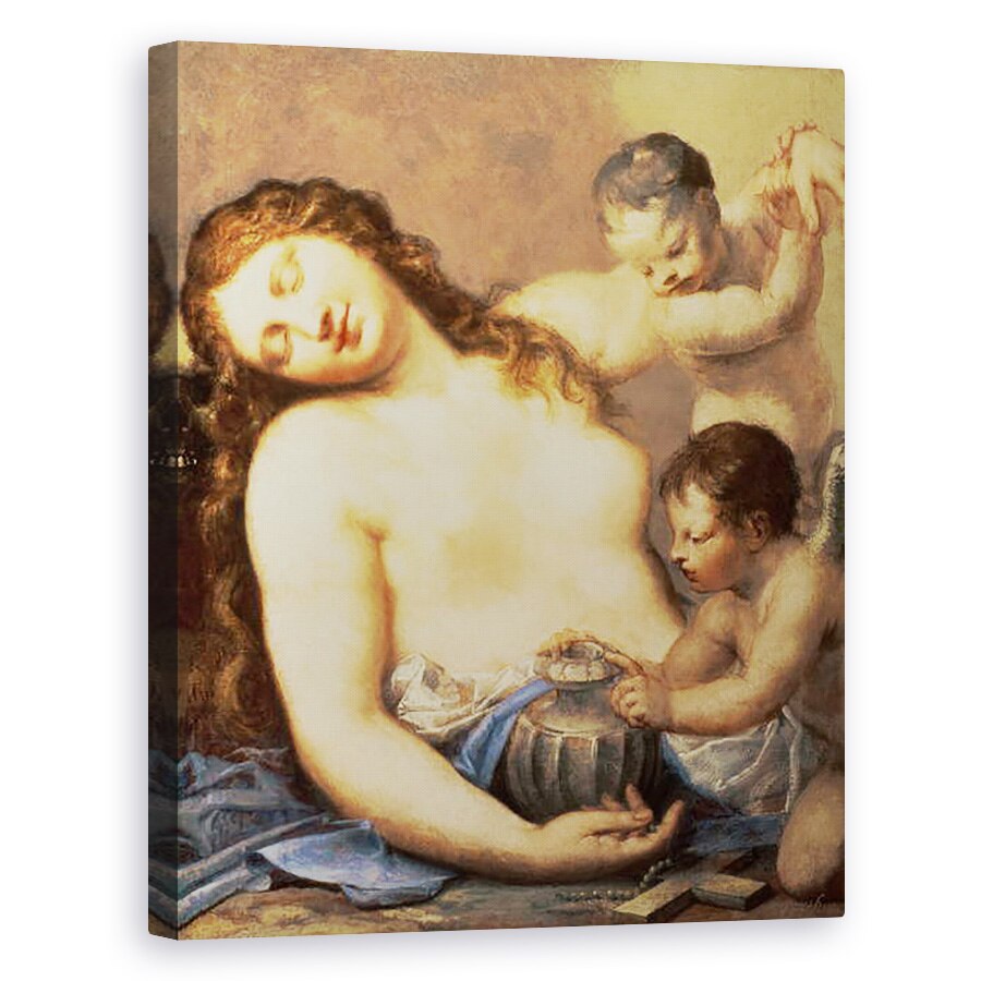 Tablou canvas - Pietro Liberi - Penitent Maria Magdalena cu putti, 40 x 50 cm