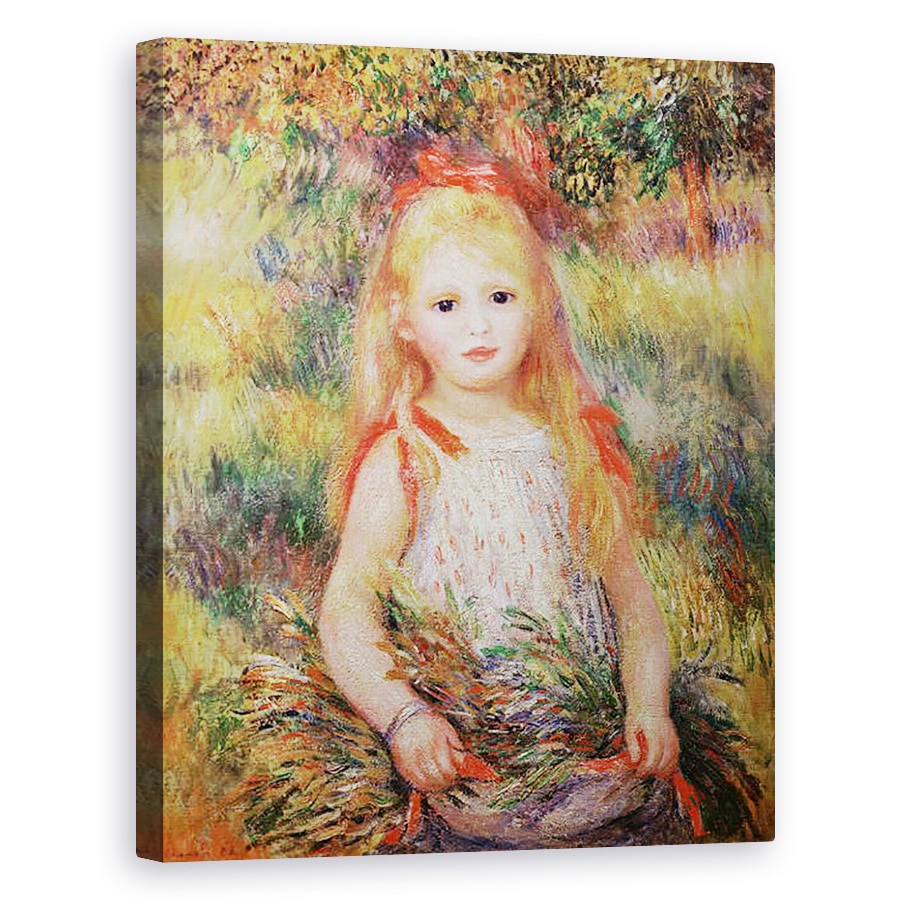 Tablou canvas - Pierre Auguste Renoir - Fetita care transporta flori, sau Micuta Culegatoare, 60 x 75 cm