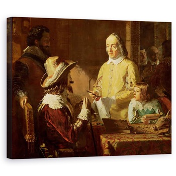 Tablou canvas - Robert Hannah - William Harvey 1578-1657 demonstrand lui Carol I teoria sa despre circulatia sangelui, 60 x 75 cm Tablou canvas - Robert Hannah - William Harvey 1578-1657 demonstrand lui Carol I teoria sa despre circulatia sangelui, 60 x 75 cm