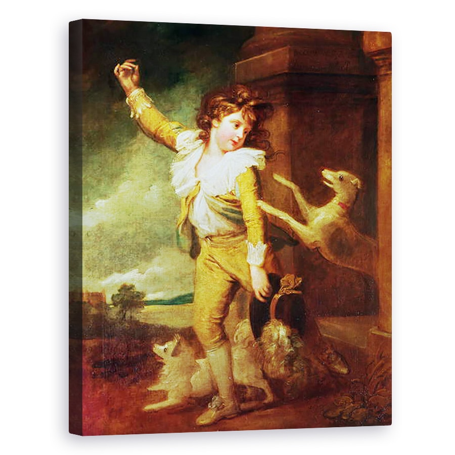 Tablou canvas - Richard Cosway - Baiat cu Caini, 40 x 50 cm