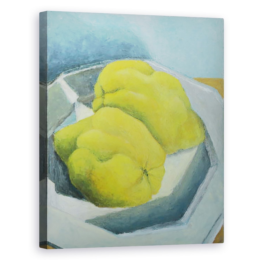 Tablou canvas - Sara Studd - Gutui pe o farfurie alba, 80 x 100 cm