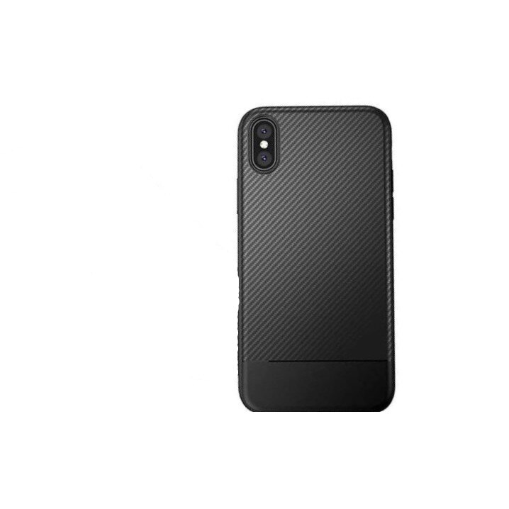 Husa de protectie Soho pentru iPhone X tip carbon, Negru