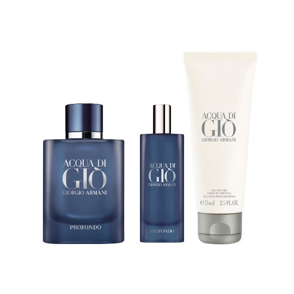 Set Apa De Parfum Giorgio Armani Acqua Di Gio Profondo 40 Ml Miniatura 15 Ml Gel De Dus Acqua Di Gio 75 Ml Emag Ro