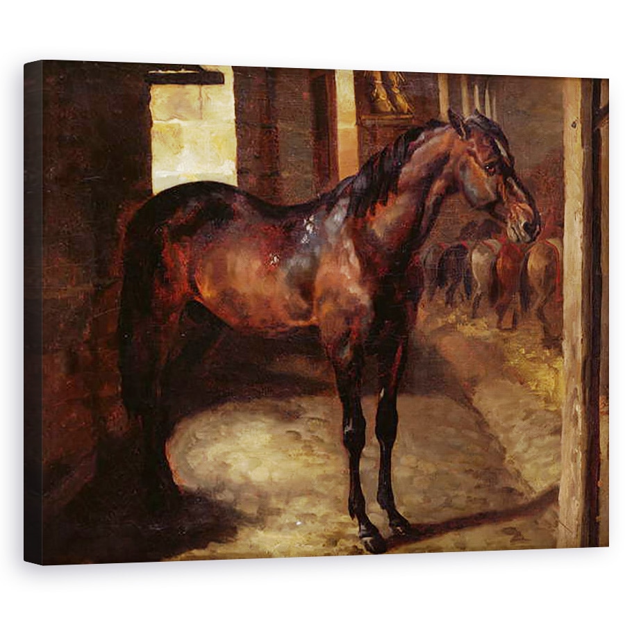 Tablou canvas - Theodore Gericault - Armasarul anglo-arab in grajdurile imperiale de la Versailles, 80 x 100 cm