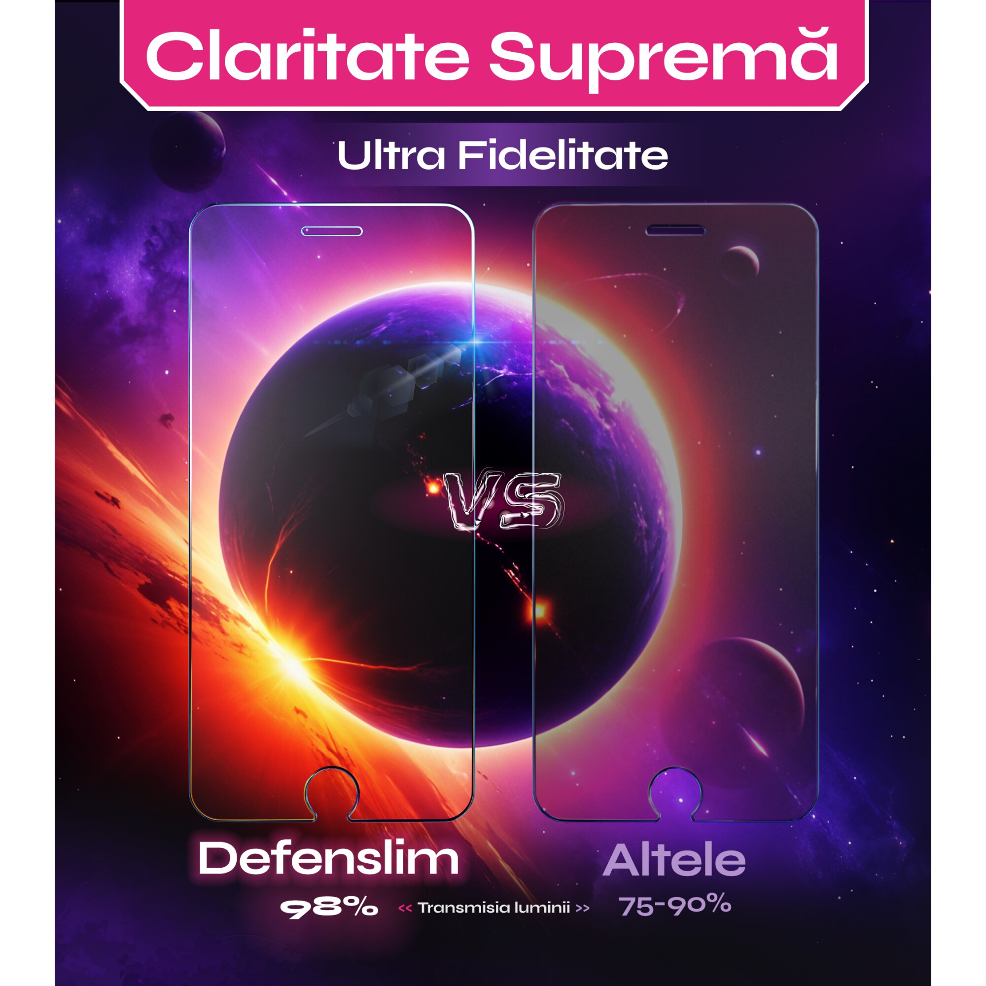 Folie sticla compatibil cu iPhone 6s / 6, set 2 buc, DefenSlim, instalare usoara si rapida cu dispozitiv de potrivire automata in 30 sec cu Easy Install Kit patentat, protectie telefon