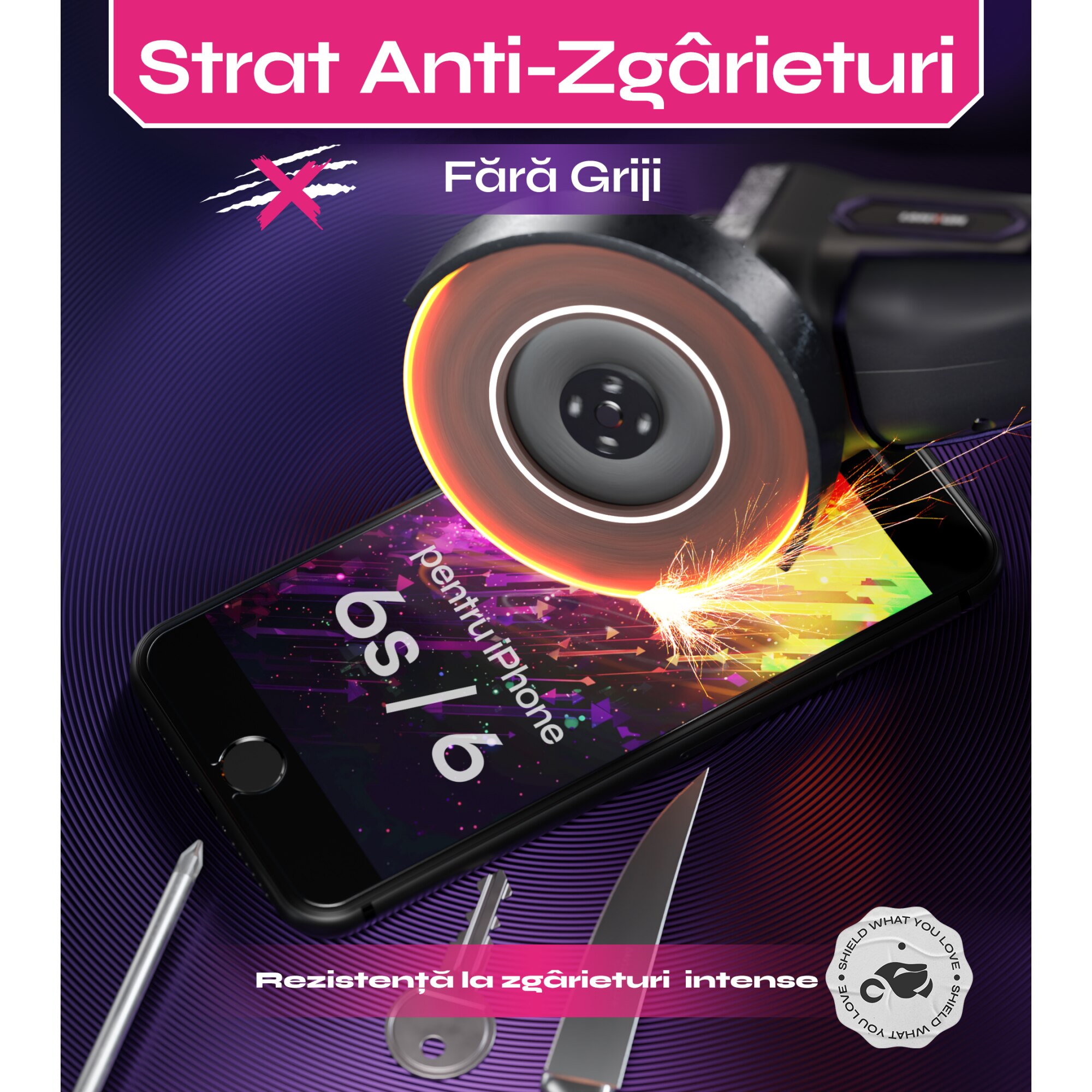 Folie sticla compatibil cu iPhone 6s / 6, set 2 buc, DefenSlim, instalare usoara si rapida cu dispozitiv de potrivire automata in 30 sec cu Easy Install Kit patentat, protectie telefon