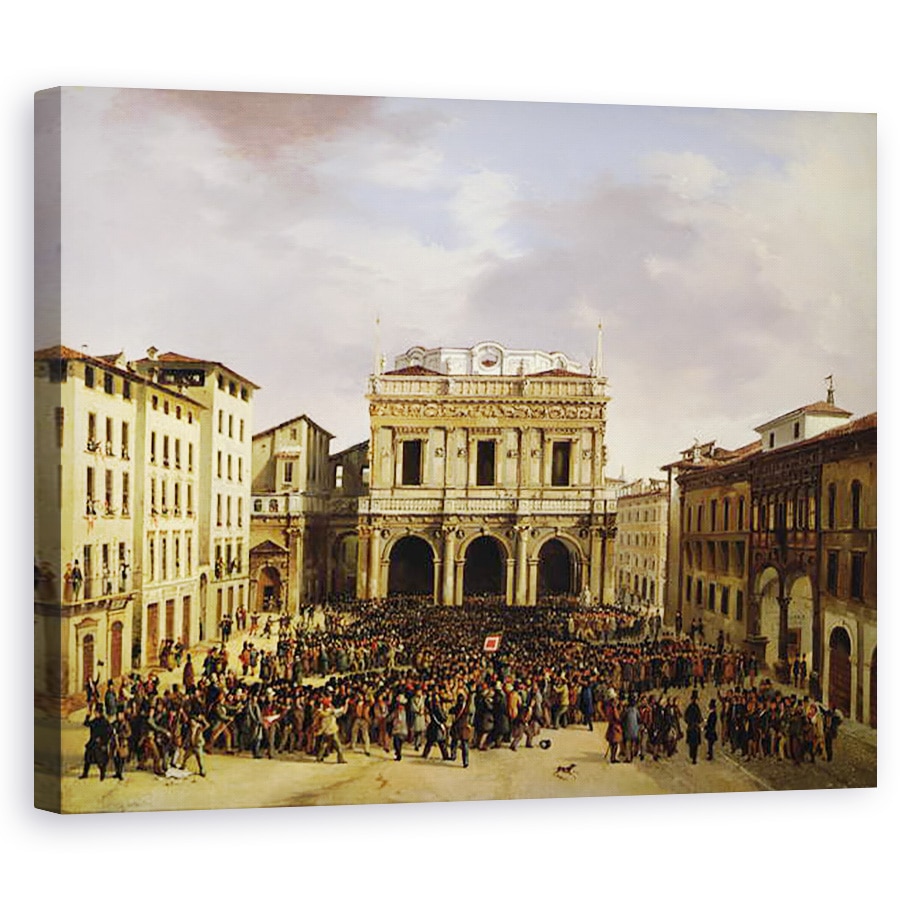 Tablou canvas - Faustino Joli - Oamenii din Brescia s-au adunat in Piazza della Loggia 23 martie 1849, 60 x 75 cm