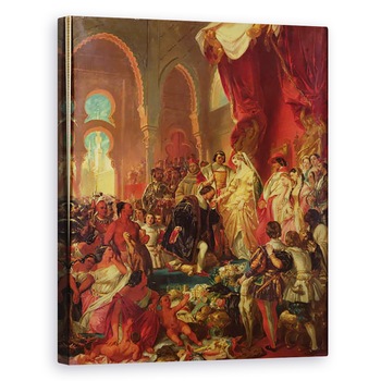 Tablou canvas - Eugene Deveria - Cristofor Columb 1450-1506 inainte de Ferdinand al II-lea 1452-1516 de Aragon si Isabella 1451-1504 de Castilia, 40 x 50 cm Tablou canvas - Eugene Deveria - Cristofor Columb 1450-1506 inainte de Ferdinand al II-lea 1452-1516 de Aragon si Isabella 1451-1504 de Castilia, 40 x 50 cm