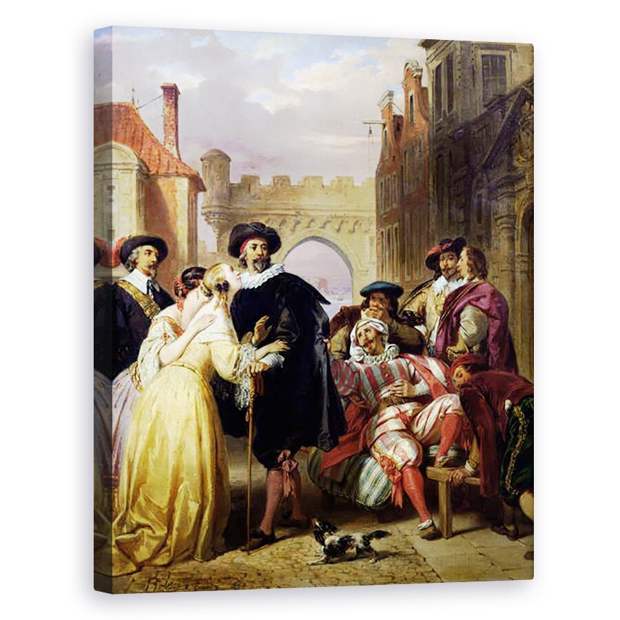 Tablou canvas - Eugene Deveria - Scena finala a lui Les Fourberies de Scap de Moliere 1622-73, 60 x 75 cm