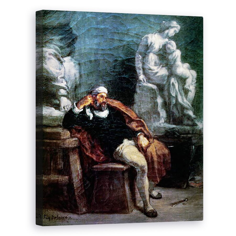 Tablou canvas - Ferdinand Victor Eugene Delacroix - Michelangelo 1475-1564 in studioul sau, 40 x 50 cm