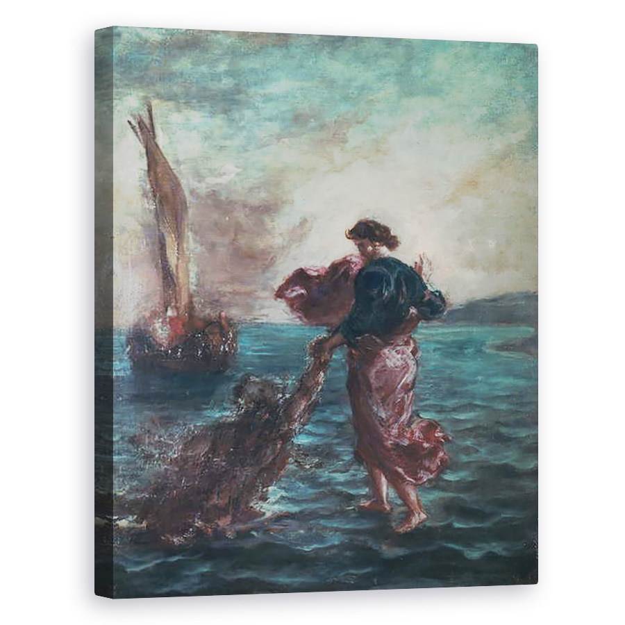 Tablou canvas - Ferdinand Victor Eugene Delacroix - Hristos mergand pe apa si intinzandu-si mana pentru a-l salva pe Sfantul Petru, 40 x 50 cm