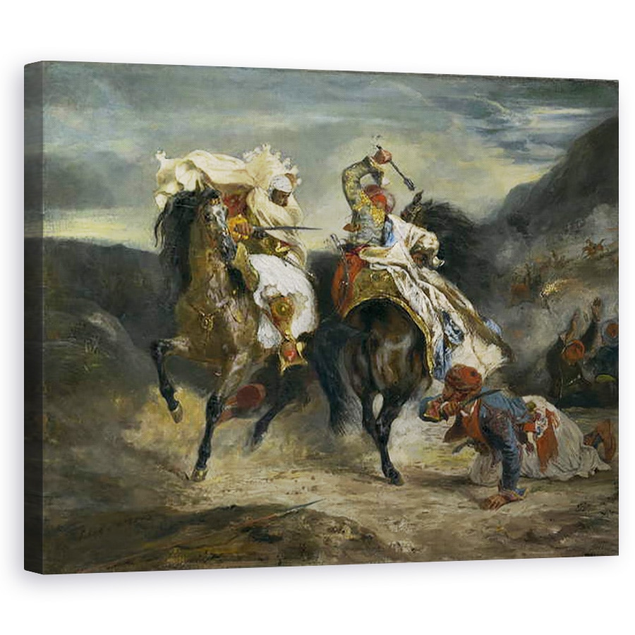 Tablou canvas - Ferdinand Victor Eugene Delacroix - Lupta de la Giaour si Hassan, 60 x 75 cm