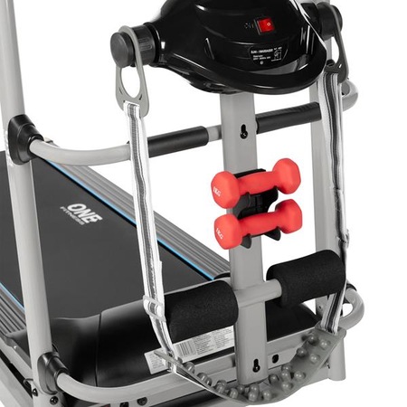 Banda alergare electrica 2 in 1 One Fitness, motor 1.75CP, viteza 0.8-12 km/h, aparat vibromasaj inclus, greutate maxima utilizator 110kg