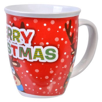 Cana Ceramica, model de Craciun cu Reni si Mesaj, 390 ml, Multicolor Cana Ceramica, model de Craciun cu Reni si Mesaj, 390 ml, Multicolor