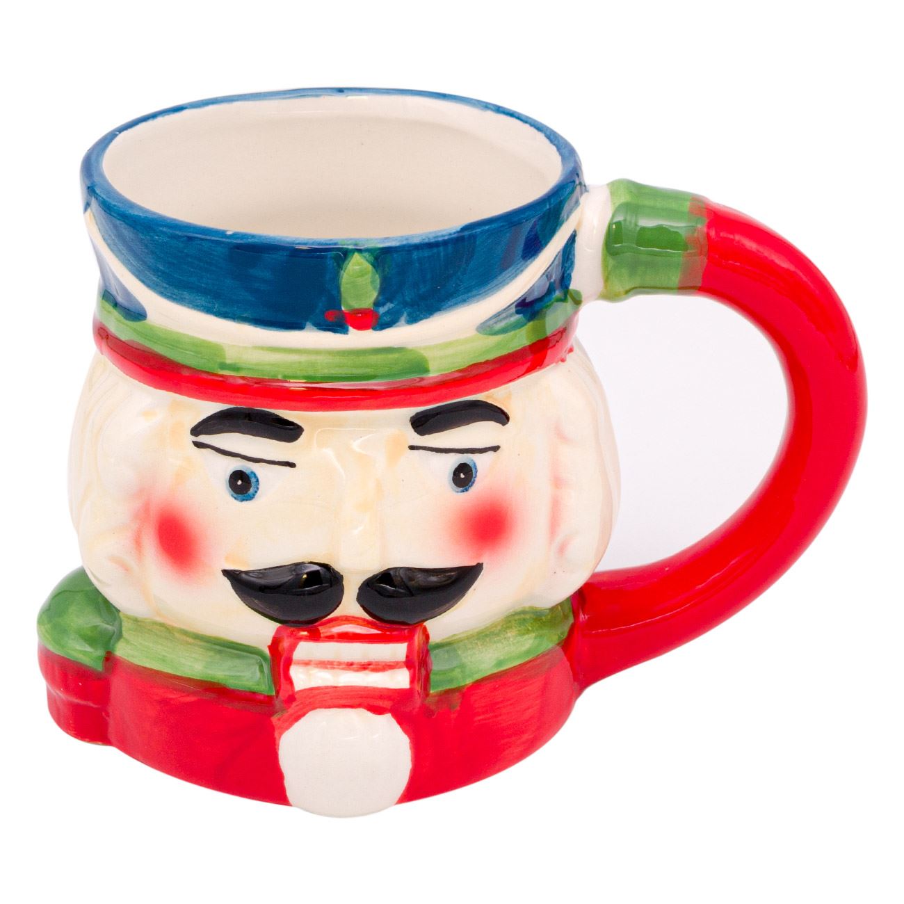 Cana din Ceramica, model de Craciun cu Spargatorul de Nuci 3D in Relief, 530 ml, Multicolor
