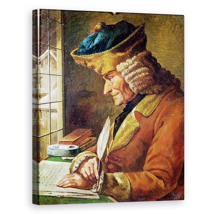 Tablou canvas - Scoala Franceza - Voltaire 1694-1778 in studiul sau, 80 x 100 cm