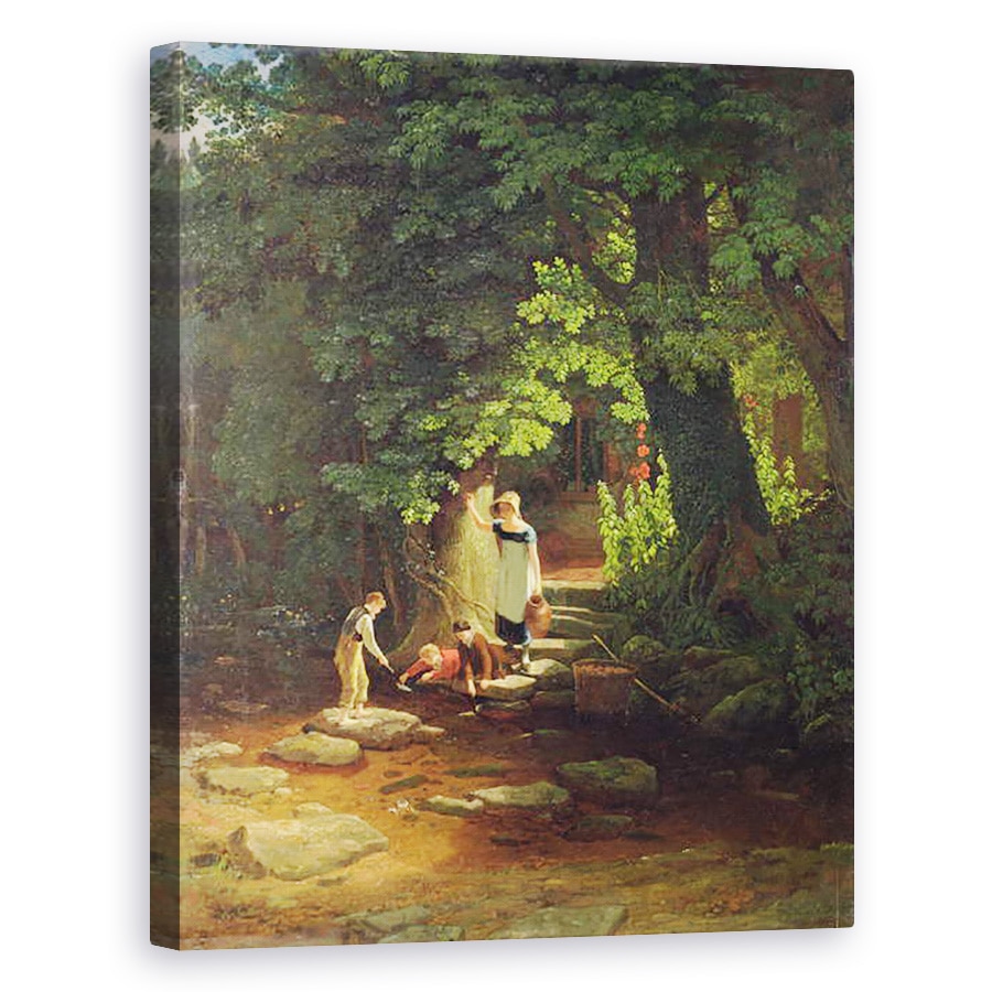 Tablou canvas - Francis Danby - Copii langa un parau, 40 x 50 cm