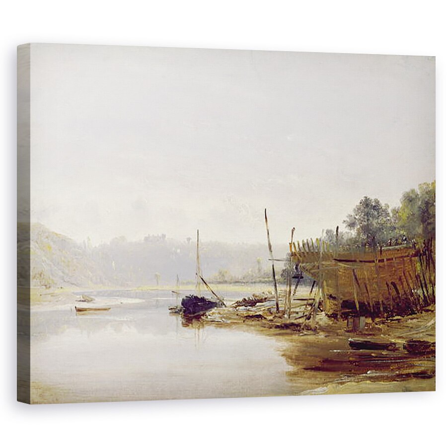 Tablou canvas - Francis Danby - Cladire barci langa Dinan, Bretania, 40 x 50 cm