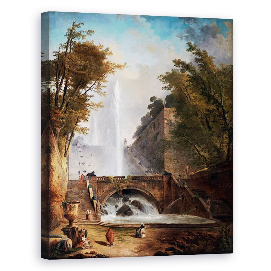 Tablou canvas - Hubert Robert - Scari si fantana in Parcul unei vile romane, c. 1770, 80 x 100 cm