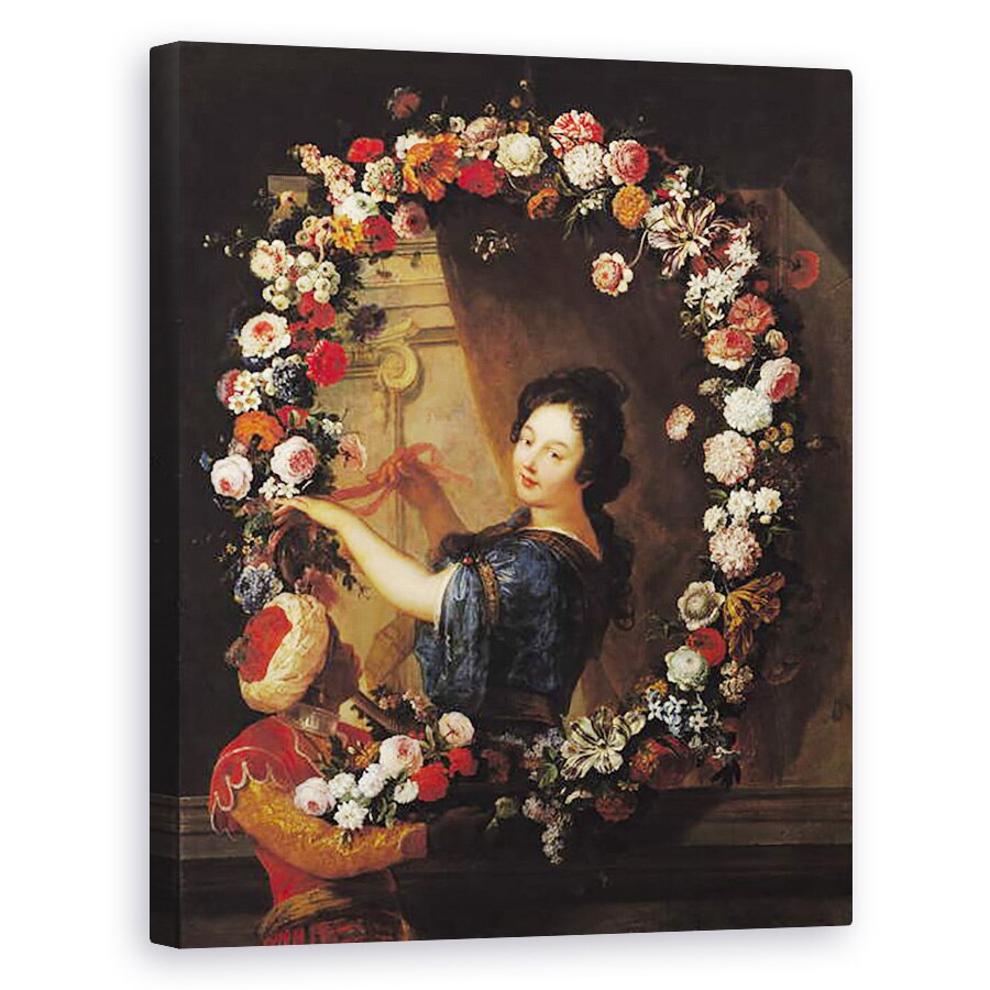 Tablou canvas - J-B. Belin de Fontenay - Portret De O Femeie inconjurat de Flori, 40 x 50 cm