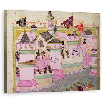 Tablou canvas - Scoala Islamica - TSM H.1524 Asediul Vienei de catre Suleyman I 1494-1566 Magnificul, in 1529, de la Hunername de Lokman, detaliu al Vienei, 80 x 100 cm Tablou canvas - Scoala Islamica - TSM H.1524 Asediul Vienei de catre Suleyman I 1494-1566 Magnificul, in 1529, de la Hunername de Lokman, detaliu al Vienei, 80 x 100 cm