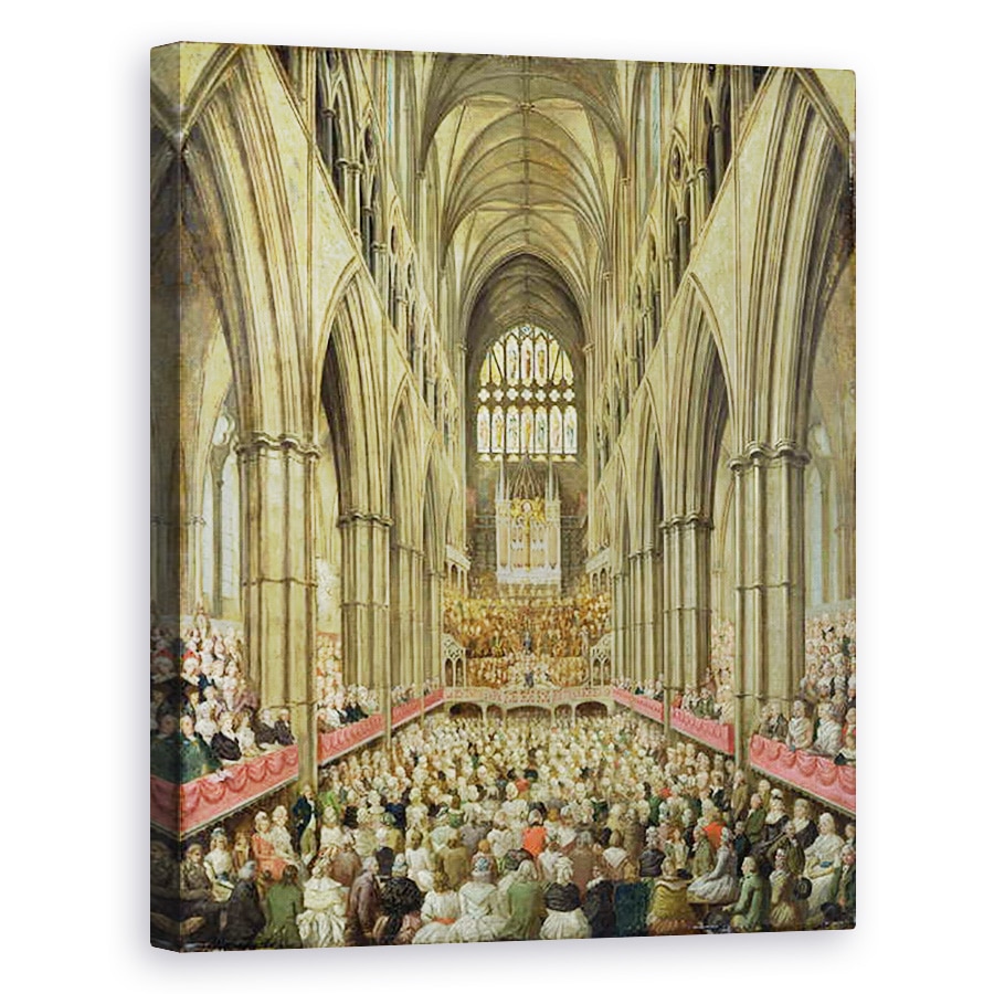 Tablou canvas - Edward Edwards - O vedere interioara a abatiei Westminster despre comemorarea centenarului lui Handel, luata din cutia managerului, 40 x 50 cm