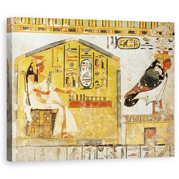 Tablou canvas - Egyptian 19th Dynasty - Nefertari joc senet, detaliu de un tablou de perete din Mormantul Reginei Nefertari, 40 x 50 cm Tablou canvas - Egyptian 19th Dynasty - Nefertari joc senet, detaliu de un tablou de perete din Mormantul Reginei Nefertari, 40 x 50 cm