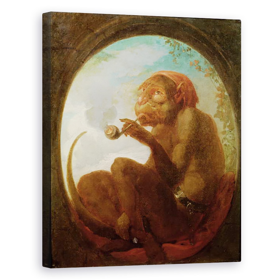 Tablou canvas - Scoala Franceza - Semneaza cu o maimuta care fumeaza o teava, 80 x 100 cm