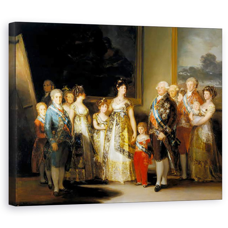 Tablou canvas - Francisco Jose de Goya y Lucientes - Regele si regina Spaniei, Carol al IV-lea si Maria Luisa, impreuna cu familia lor, 60 x 75 cm