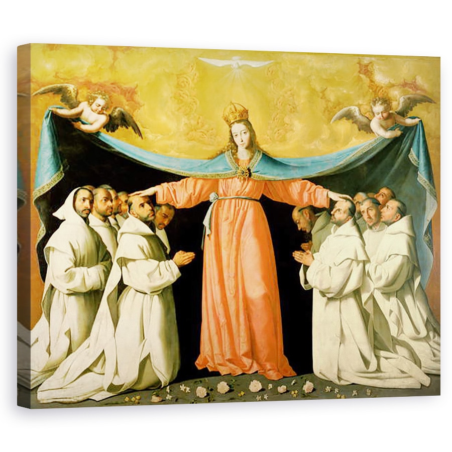 Tablou canvas - Francisco de Zurbaran - Fecioara din Misericordia adapostind cartusii, 60 x 75 cm