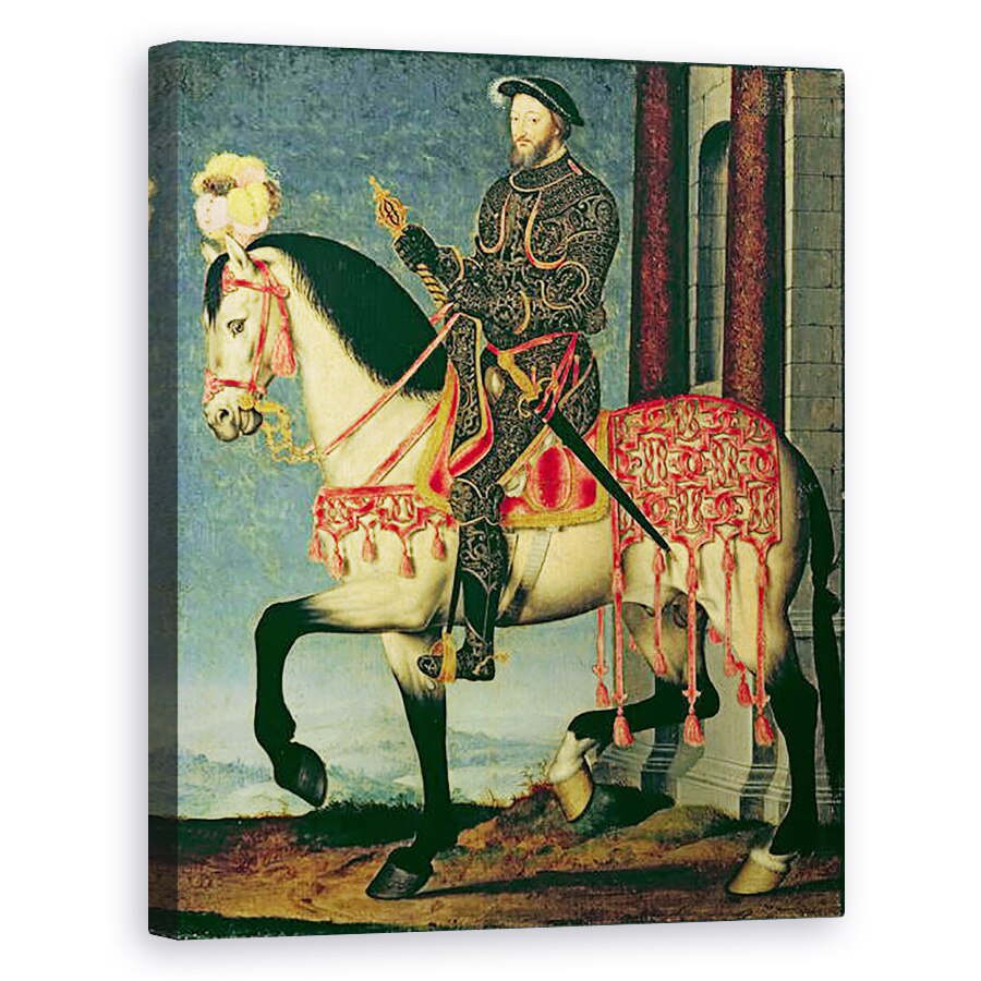 Tablou canvas - Francois Clouet - Portret ecvestru al Francisc I al Frantei, 60 x 75 cm