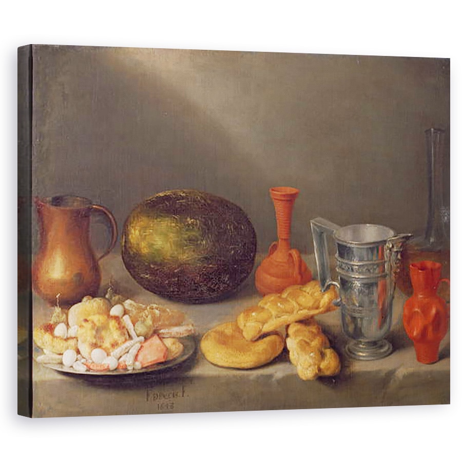 Tablou canvas - Francisco Palacios - Natura statica cu paine, 40 x 50 cm