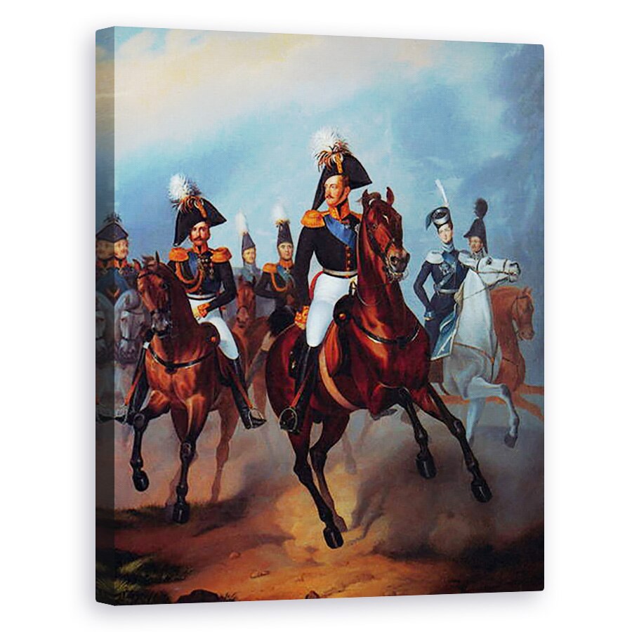 Tablou canvas - Franz Kruger - Nicolae I cu ofiterii sai, 80 x 100 cm
