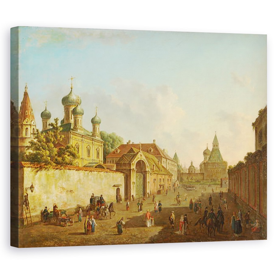 Tablou canvas - Fyodor Alexeyev - Vedere din Piata Lubyanka pana la Poarta Vladimir din Moscova, 40 x 50 cm