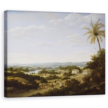Tablou canvas - Frans Jansz Post - Peisaj brazilian cu localnicii pe un drum care se apropie de un sat, 80 x 100 cm Tablou canvas - Frans Jansz Post - Peisaj brazilian cu localnicii pe un drum care se apropie de un sat, 80 x 100 cm