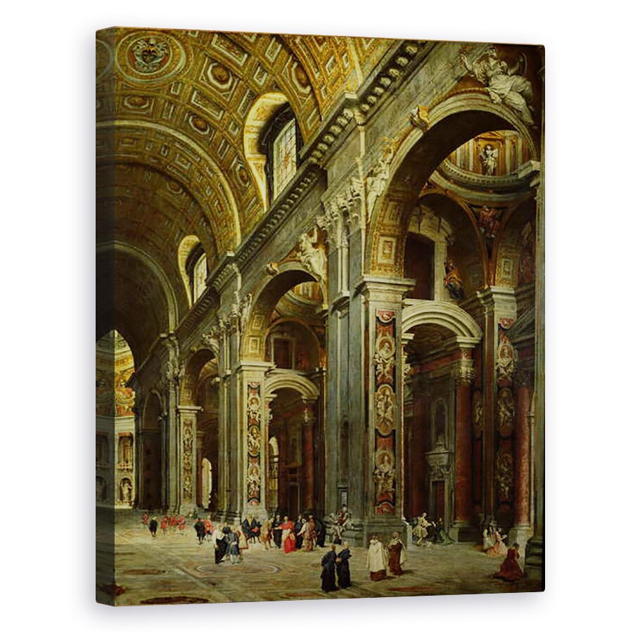 Tablou canvas - Giovanni Paolo Pannini - Cardinalul Melchior de Polignac 1661-1742 Vizitand Sfantul Petru la Roma ulei pe panza, 80 x 100 cm