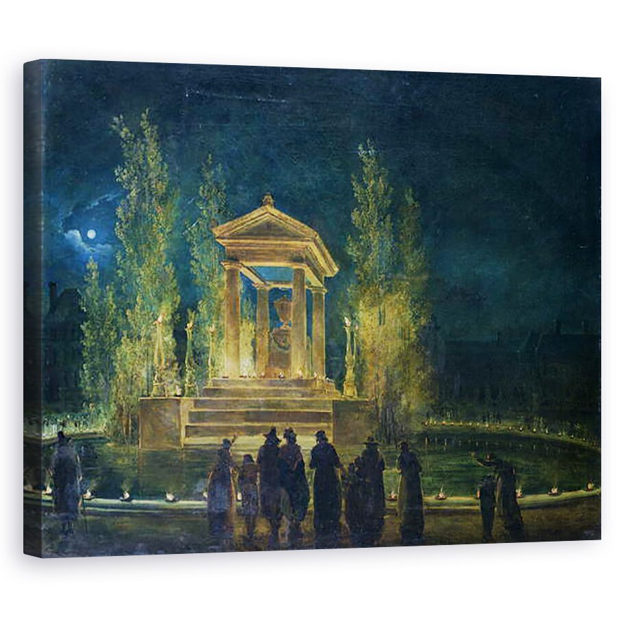 Tablou canvas - Hubert Robert - Cenotaful lui Jean Jacques Rousseau 1712-78 in Tuileries, Paris, 40 x 50 cm