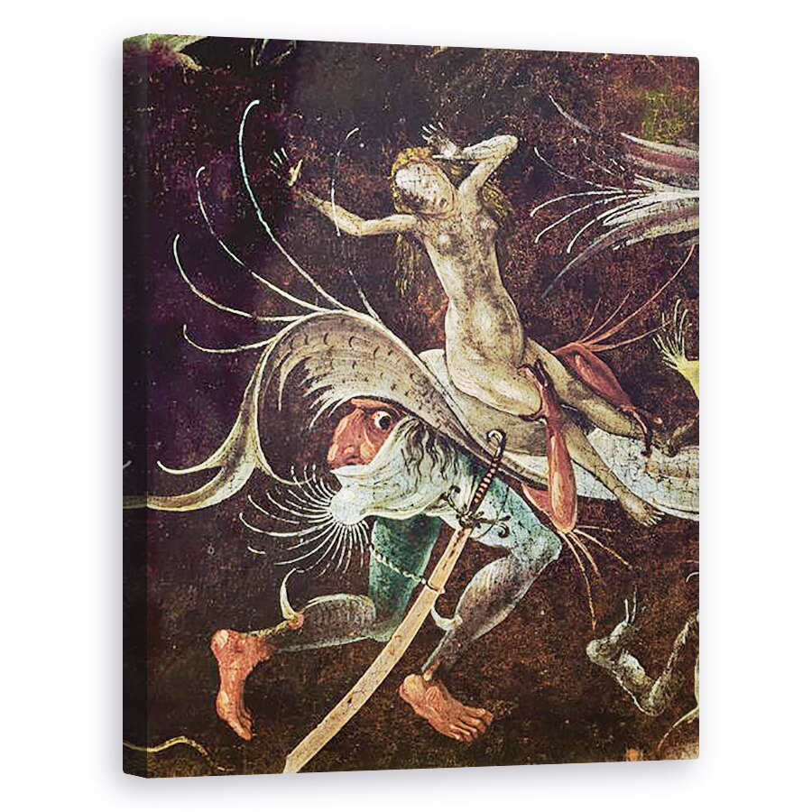 Tablou canvas - Hieronymus Bosch - Judecata de Apoi, detaliu de o femeie fiind purtata de-a lungul de un demon, 80 x 100 cm