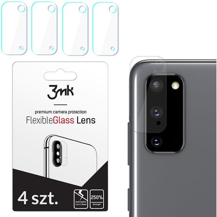 Стъклен протектор 3MK Flexible Glass Lens за Samsung Galaxy S20, Прозрачен, 4бр