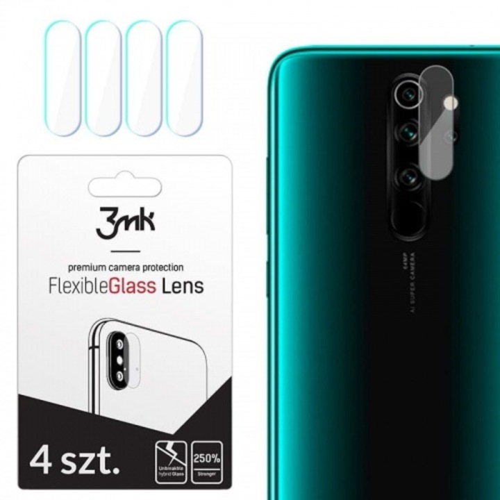 Стъклен протектор 3MK Flexible Glass Lens за Xiaomi Redmi Note 8 Pro, Прозрачен, 4бр