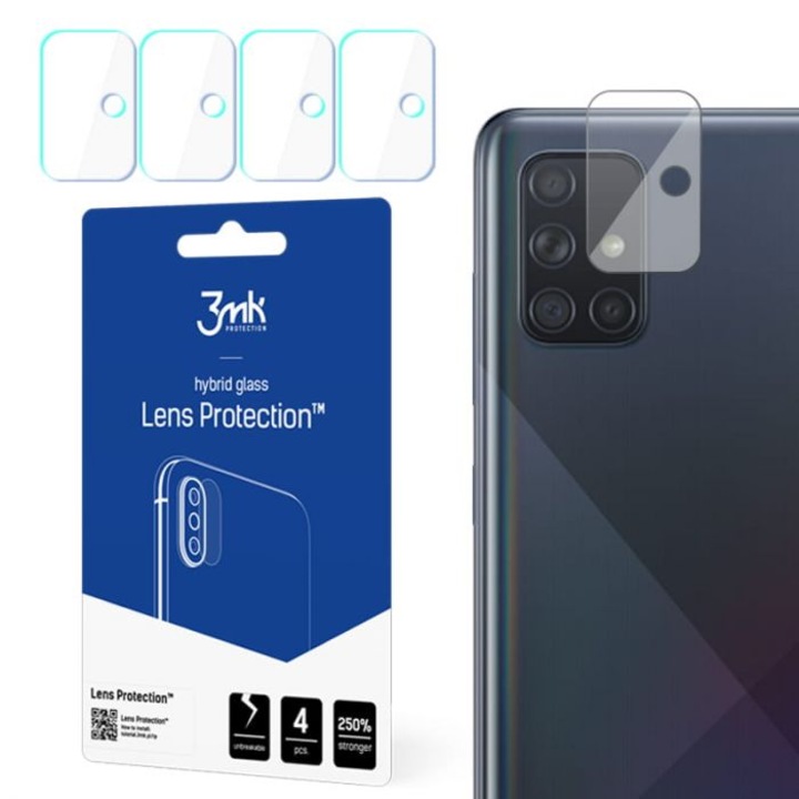 Стъклен протектор 3MK Flexible Glass Lens за Samsung Galaxy A71, Прозрачен, 4бр