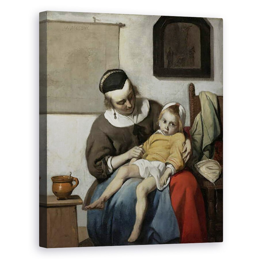 Tablou canvas - Gabriel Metsu - Copilul bolnav, 60 x 75 cm