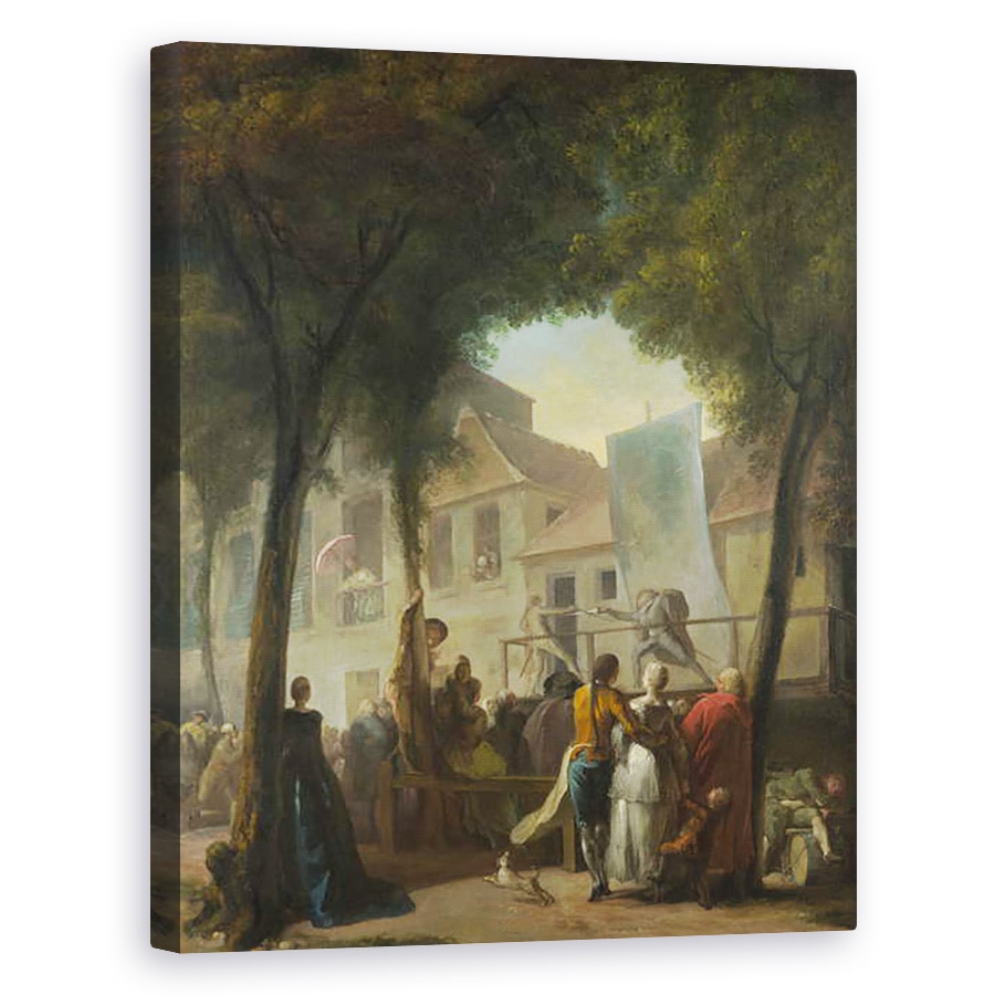 Tablou canvas - Gabriel de Saint-Aubin - Un spectacol de strada in Paris, 40 x 50 cm