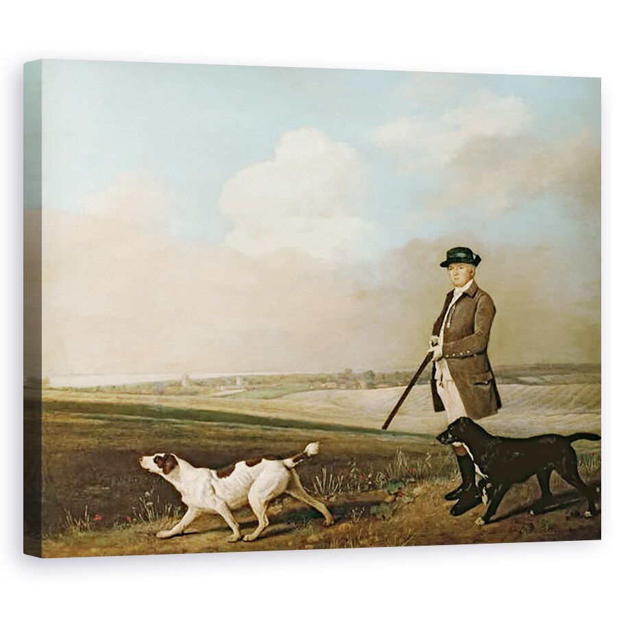 Tablou canvas - George Stubbs - Sir John Nelthorpe, al 6-lea baronet care trage cu cainii sai in Barton Field, Lincolnshire, 40 x 50 cm