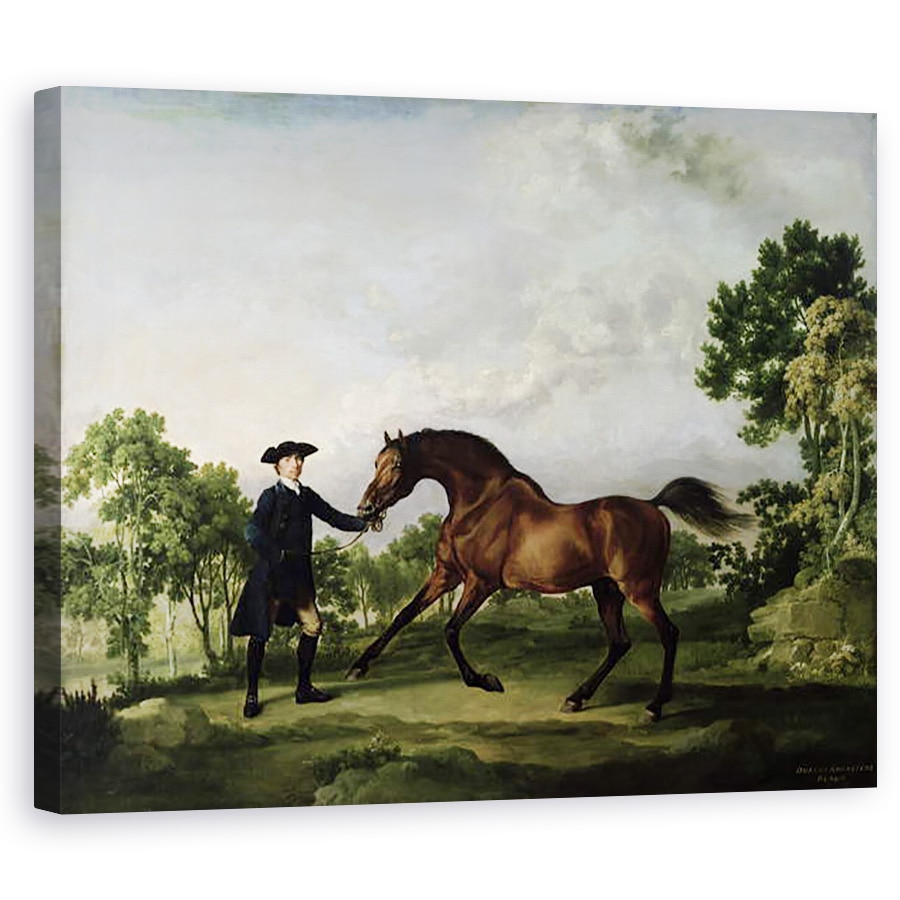 Tablou canvas - George Stubbs - Armasarul ducelui de Ancataster Blank, tinut de un mire, 40 x 50 cm