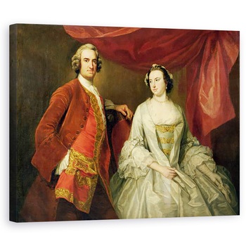 Tablou canvas - George Knapton - Un barbat si o femeie, posibil din familia disparuta, din Little Park House, Wickham, Hampshire, 40 x 50 cm Tablou canvas - George Knapton - Un barbat si o femeie, posibil din familia disparuta, din Little Park House, Wickham, Hampshire, 40 x 50 cm