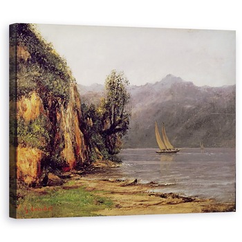 Tablou canvas - Gustave Courbet - Vedere la Lacul Leman, 40 x 50 cm Tablou canvas - Gustave Courbet - Vedere la Lacul Leman, 40 x 50 cm